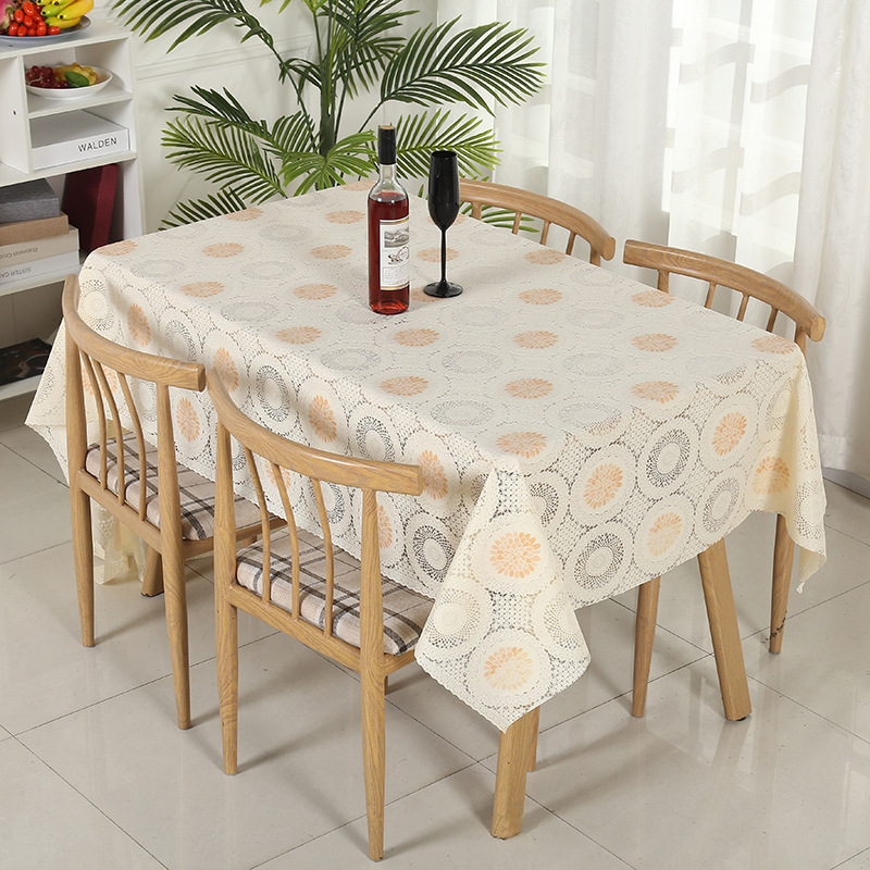 PVC lace digital printing tablecloth wholesale selling popular table cloth waterproof non-slip Chinese simple hotel dining tablecloth undefined