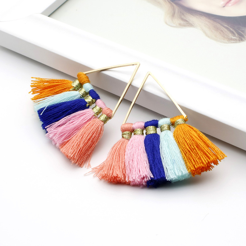 Spot Triangle Metal Fringe Pendant Five Small Fringe Combination Earrings Fringe Pendant Accessories Wholesale Customization details Picture