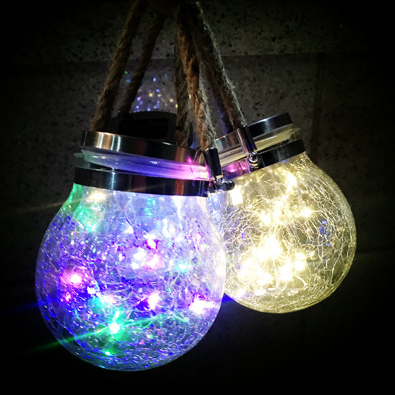 Cross-border outdoor solar glass bottle lamp, street lamp, copper wire lamp, crack solar outdoor special decoration, camping details Picture