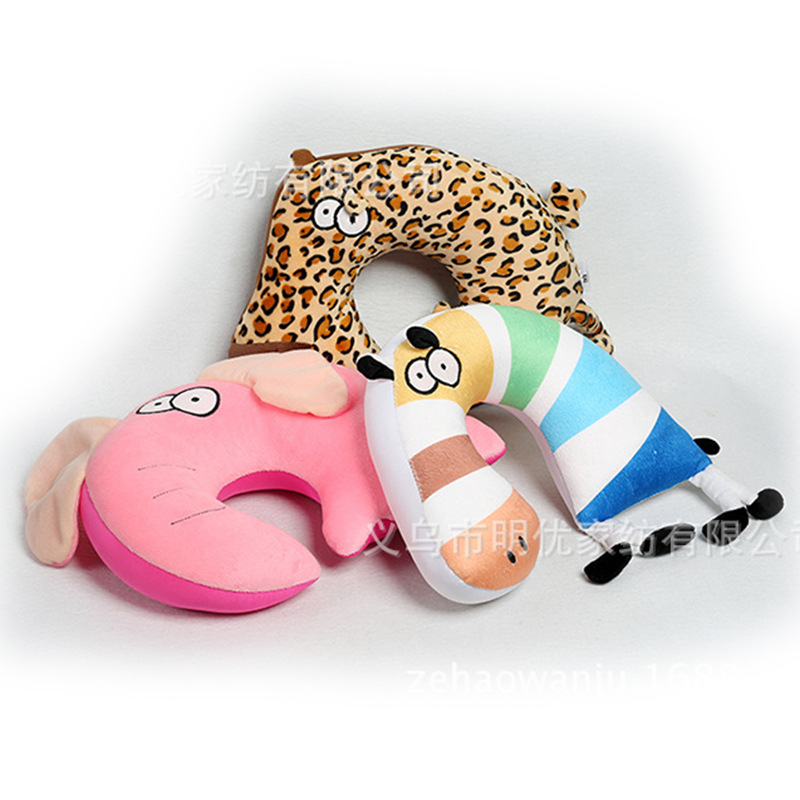 定制儿童泡沫粒子玩具U型枕 动物颈枕婴儿护脖颈枕刺绣旅行靠枕产品图