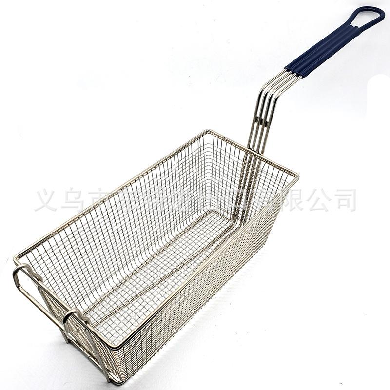 Factory direct sales of stainless steel mesh fried baskets, American fast food French fries and fried chicken baskets, large-capacity oil-draining baskets undefined