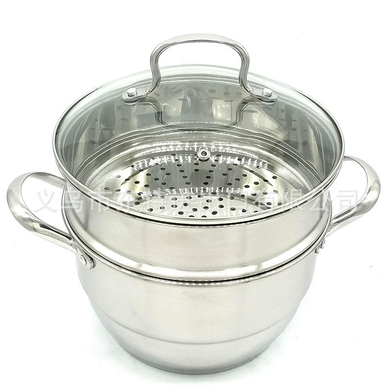 Factory direct sales of new type of soup pot, non-magnetic thickened double-base soup steamer, multi-functional pot, sanding double-layer Korean-style gift pot details Picture
