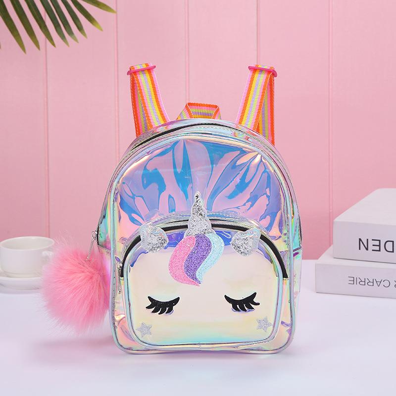 unicorn tendencia candy fantasmagórico color transparente para mujeres de gran capacidad lindo niños impermeable PVC doble hombro mochila escolar undefined