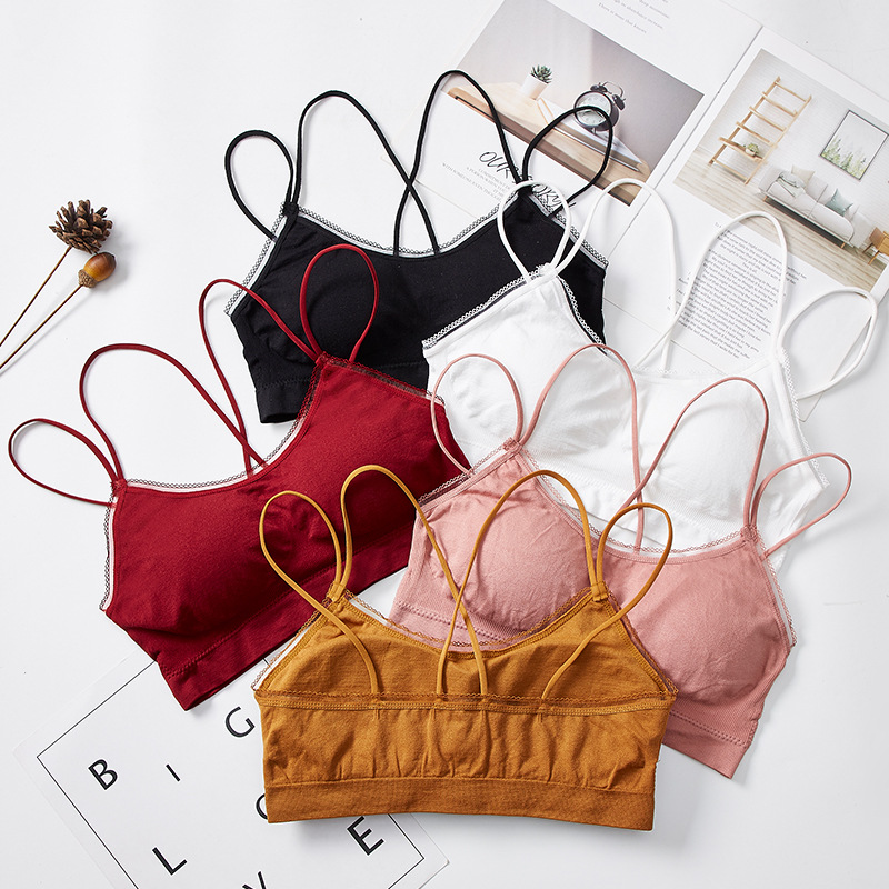 2020 new cross-shaped beauty back halter bra, sexy strapless anti-glare underwear, no steel ring fishwire sports bra Specification image