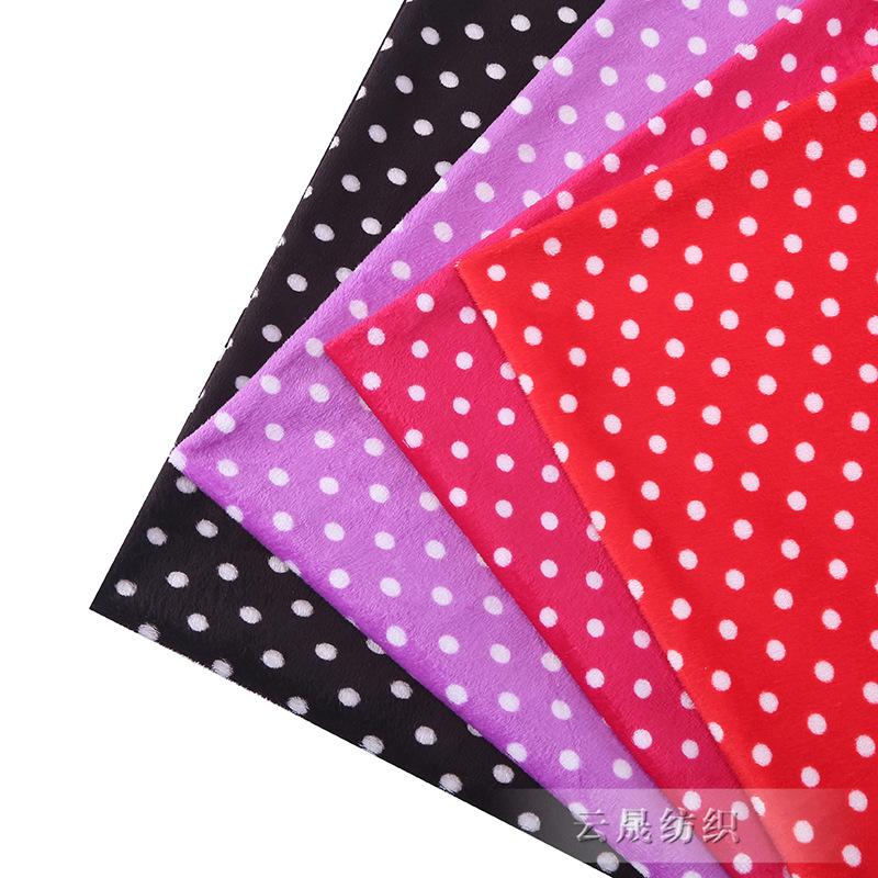 In-stock super soft dot color brushed fabric, polyester fiber full elastic plush fabric, sofa and curtain fabric accessories