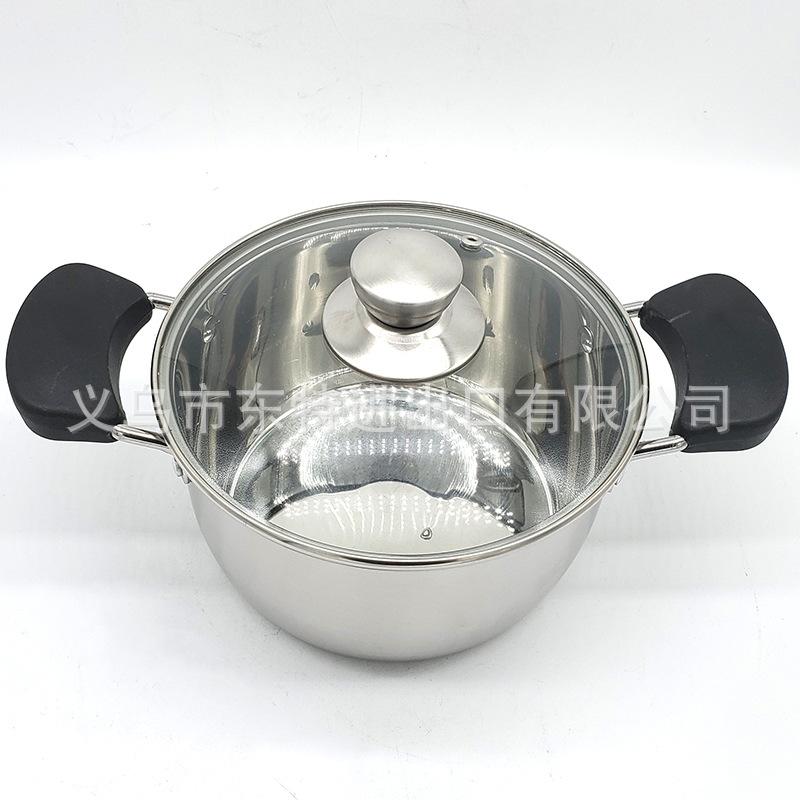 Factory direct sales of 4-piece sets of stainless steel soup POTS, 18-24cm sets, for export. Household multi-purpose soup POTS and gift POTS details Picture