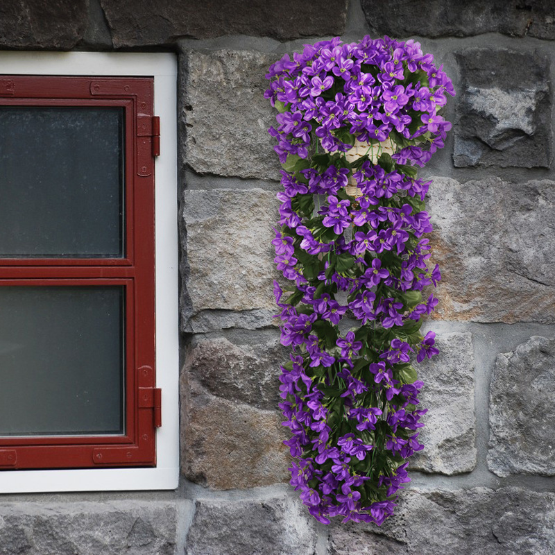 Wholesale of wedding violet wall-mounted artificial flower rattan home ornaments, artificial flower decorations, artificial plants and hydrangeas Item Picture