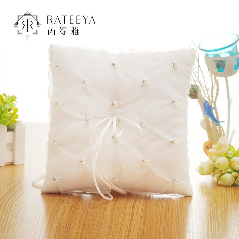 欧美新款蝴蝶结戒枕 新娘婚礼方形水钻戒指托婚礼婚庆用品批发