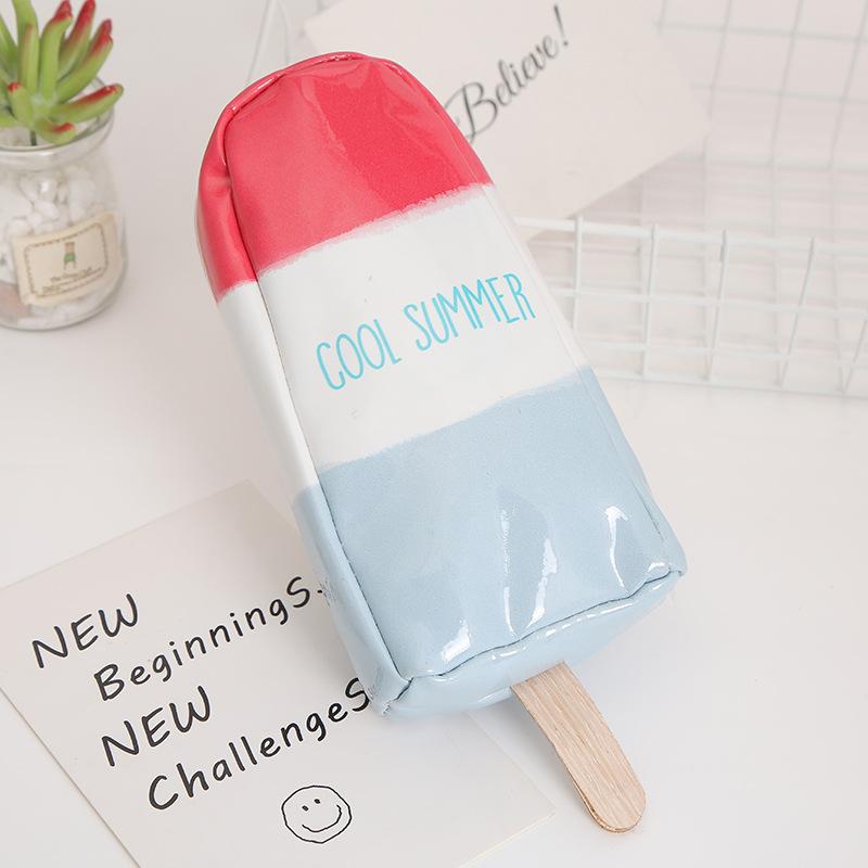Nueva caricatura creativa snow cream pen bag gran capacidad para hombres y mujeres estudiantes PU pen bag papelería caja de lápiz de papelería undefined