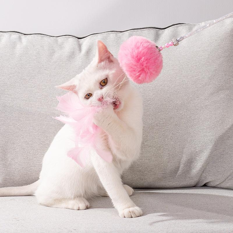 The new handmade plush ball bell Fairy cat ticker stick can be detachable a dual-purpose cat ticker and a hair replacement Specification drawing