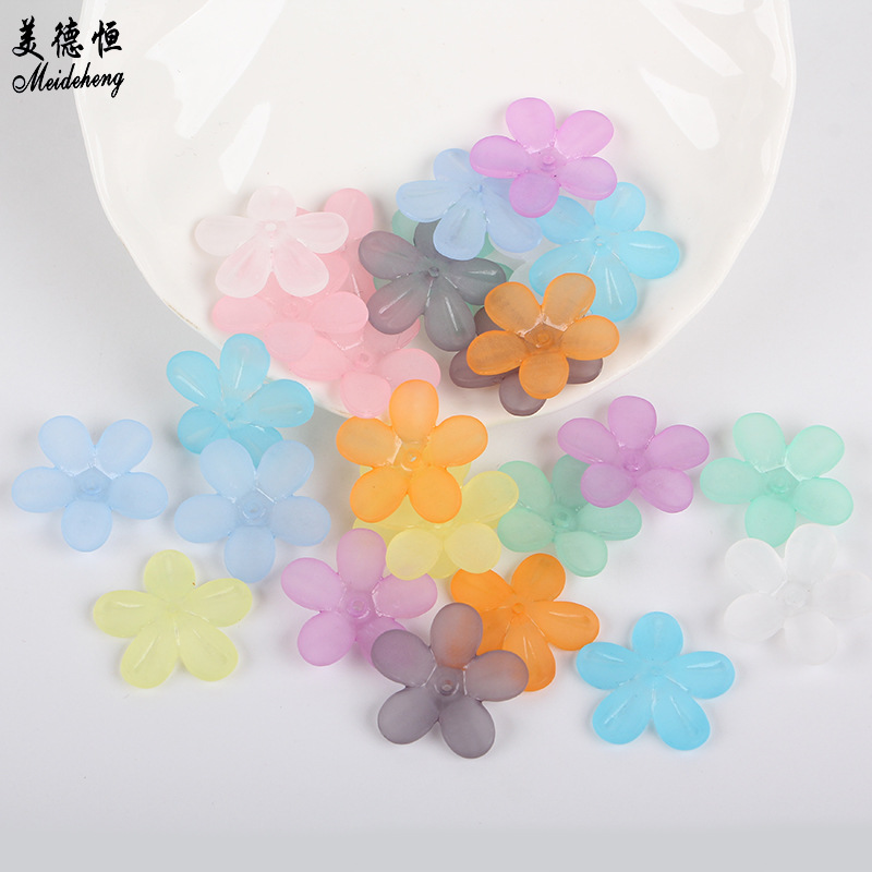 廠家直銷新品 磨砂花通孔散珠材料 甜美清新亞克力 diy手工制作