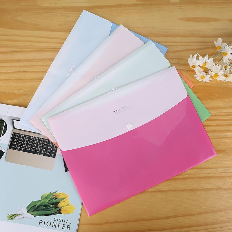 Double-layer button bags, A4 button-type file bags, document bags, multi-color double-layer plastic file bags, test paper bags