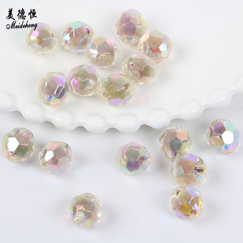 亚克力切面珠子14mm镀彩亮面角珠包包手链配件材料内彩珠中珠批发细节图