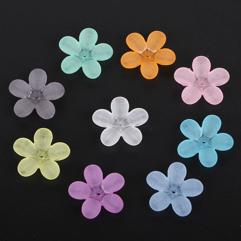 Factory direct sales of new frosted flower through-hole scattered beads material, sweet and fresh acrylic diy handcrafted undefined