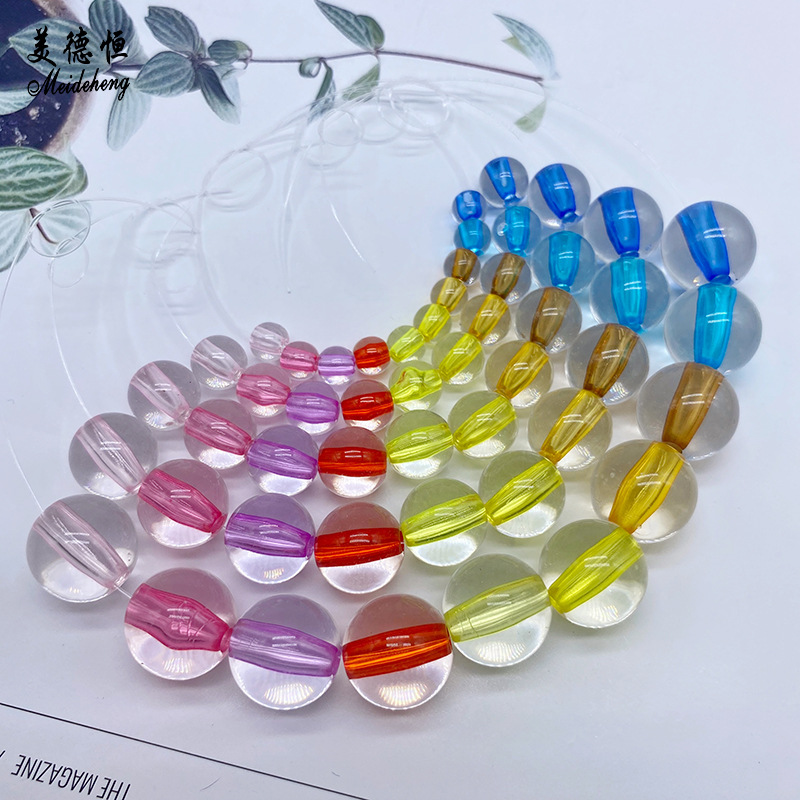 Beaded material through-hole core bead jewelry, hair rope necklace, acrylic round bead diy simple and easy accessory details Picture