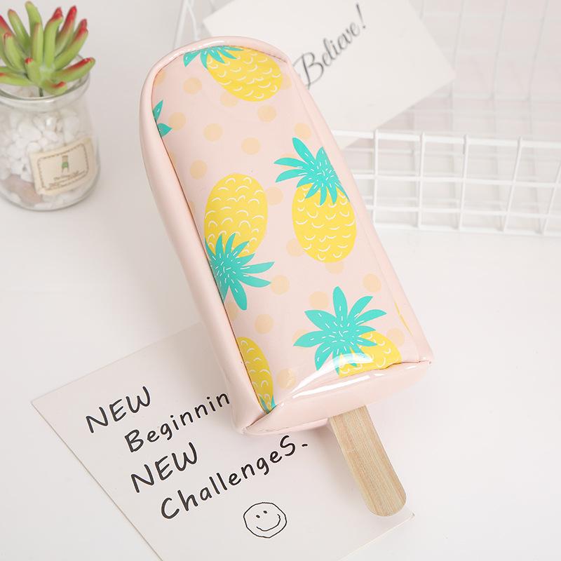 Nueva caricatura creativa snow cream pen bag gran capacidad para hombres y mujeres estudiantes PU pen bag papelería caja de lápiz de papelería Application Scenario