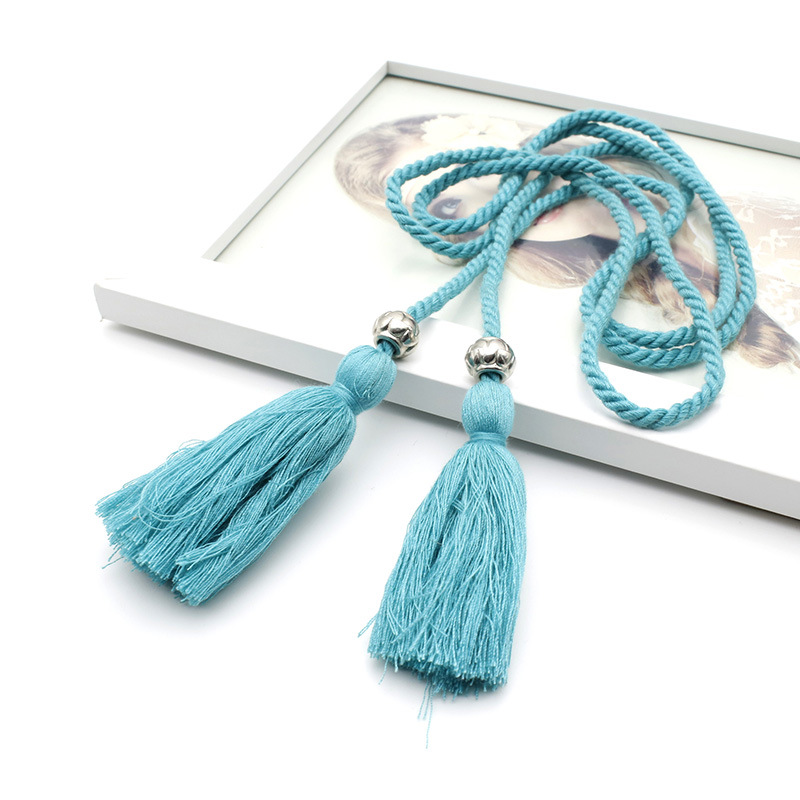 Direct Supply Polyester Cotton Tassel Rope Wear Plastic Beads Sewing Thread Tassel Rope Clothing Accessories Decoration Manufacturers Wholesale Customization