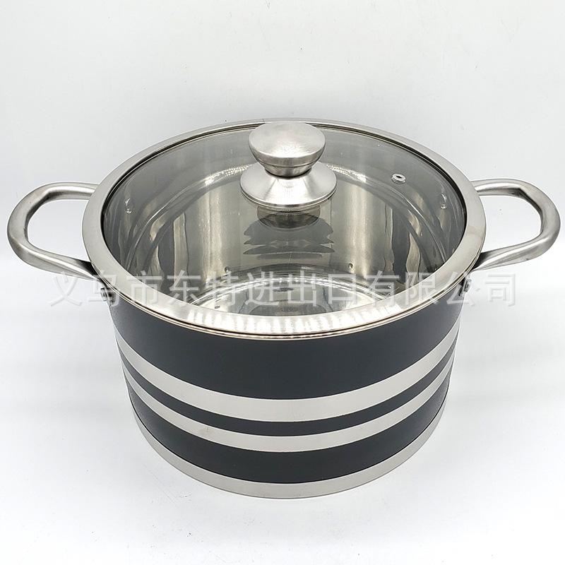 Factory direct sales of stainless steel soup POTS, color frosted right-angle POTS, 28-32 large capacity soup POTS, gift sets of soup POTS details Picture