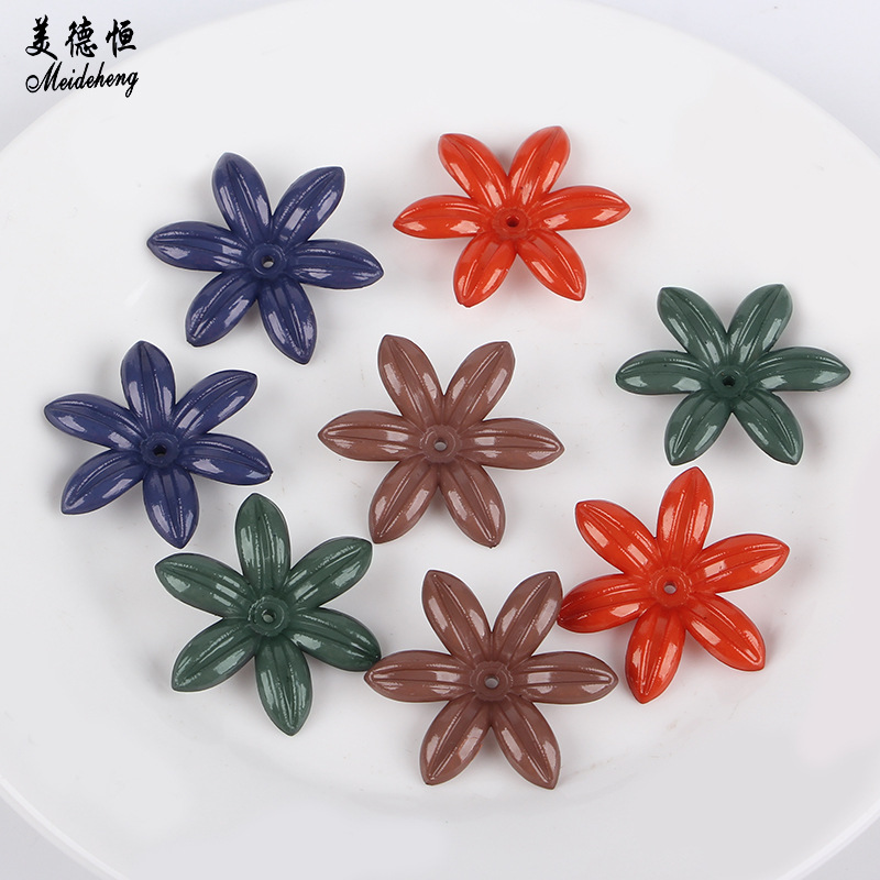 Autumn and winter color mid-hole five-petal spray-painted flower diy factory direct sales hair accessories, hairpins, ancient ornaments, versatile accessories, flower petals wholesale