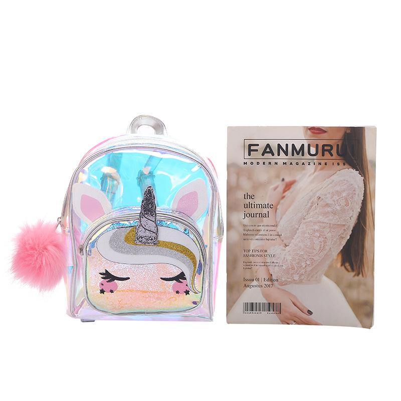 Children's backpack: Unicorn Creative Jelly pvc Rainbow Unicorn Backpack, large-capacity student waterproof backpack Item Picture