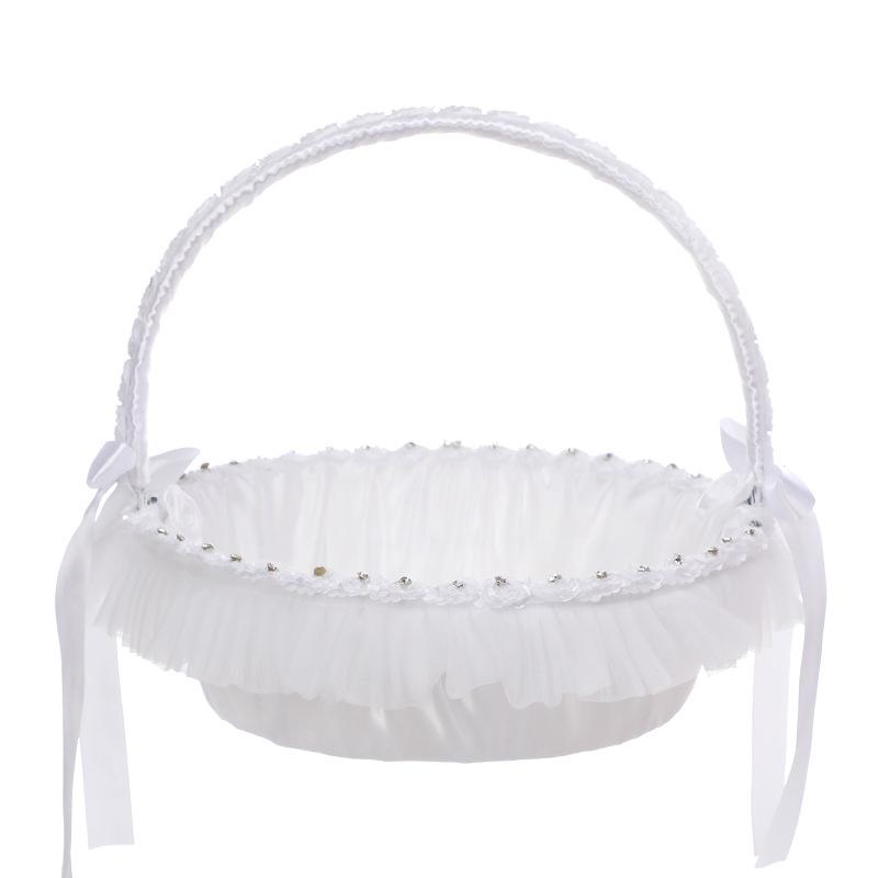 Wedding products, wedding products, wedding products, wedding products, wedding products, Western-style bamboo woven large flower baskets, Chinese wedding props, flower girls, bridesmaids scattering flowers, lace trim baskets, wedding supplies Item Picture