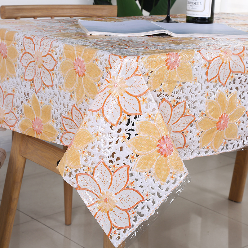 PVC lace waterproof, oil-proof, no-wash table cloth hotel household modern, simple and easy to take care of fashion restaurant table cloth undefined