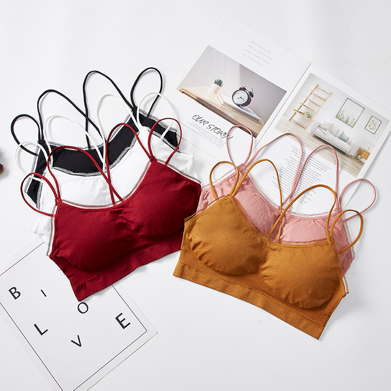 2020 new cross-shaped beauty back halter bra, sexy strapless anti-glare underwear, no steel ring fishwire sports bra