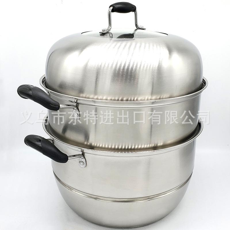 Stainless steel thickened steamer, electric wooden handle, bottom combination cover, three-layer steamer, household multi-functional soup steamer Application Scenario