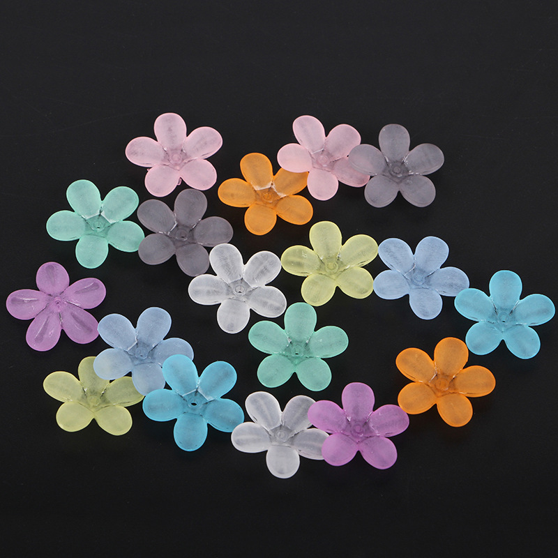 Factory direct sales of new frosted flower through-hole scattered beads material, sweet and fresh acrylic diy handcrafted Specification image