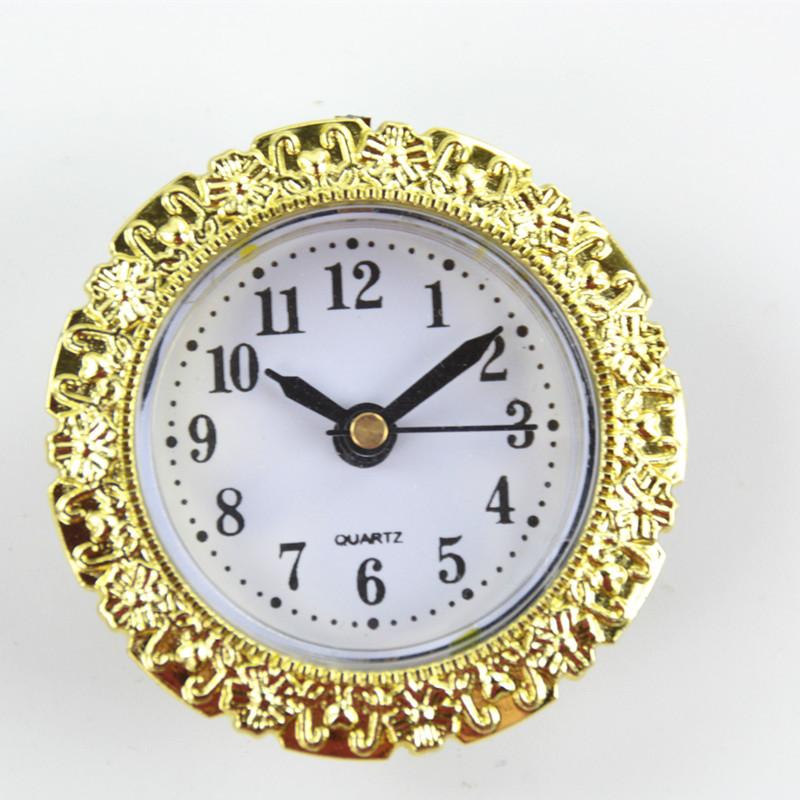 53MM圆钟头塑料钟胆嵌入式复古工艺品钟表机芯配件古铜色白底实物图