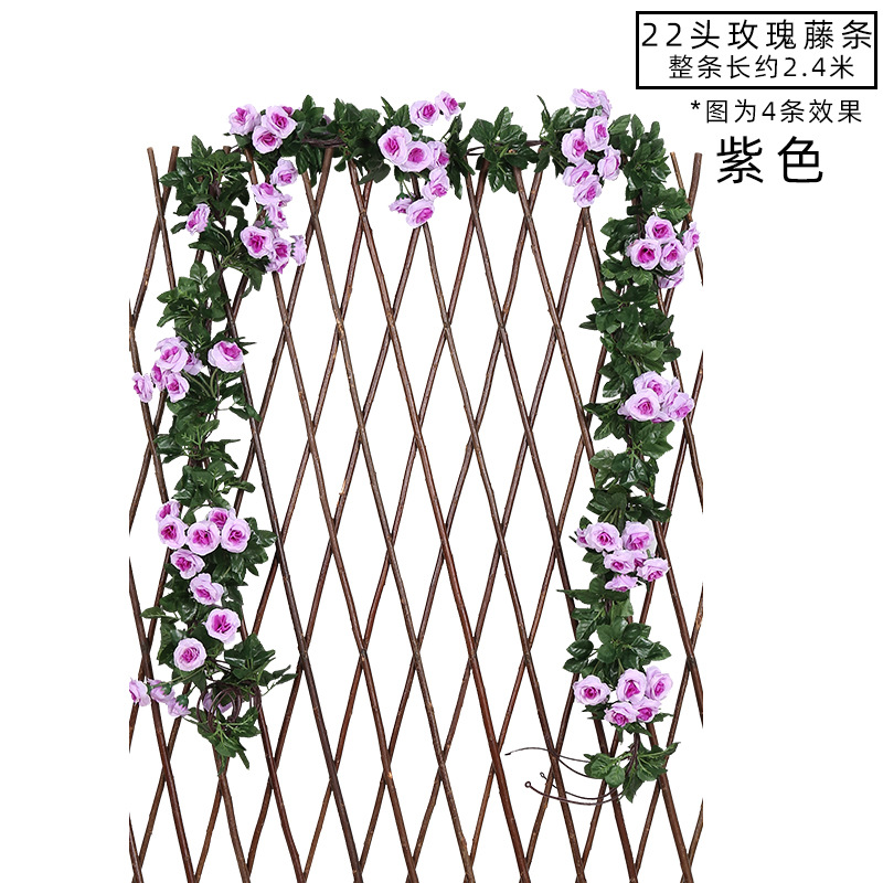 Emulación rosa flor ratán colgante de pared flor de seda decoración de boda sakura ratán flor falsa emulación de techo planta flor ratán undefined