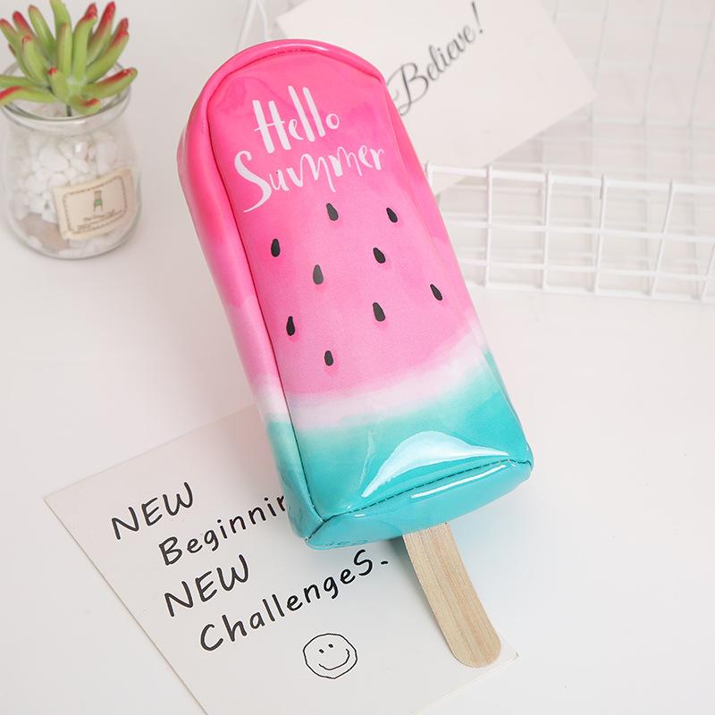 Nueva caricatura creativa snow cream pen bag gran capacidad para hombres y mujeres estudiantes PU pen bag papelería caja de lápiz de papelería undefined