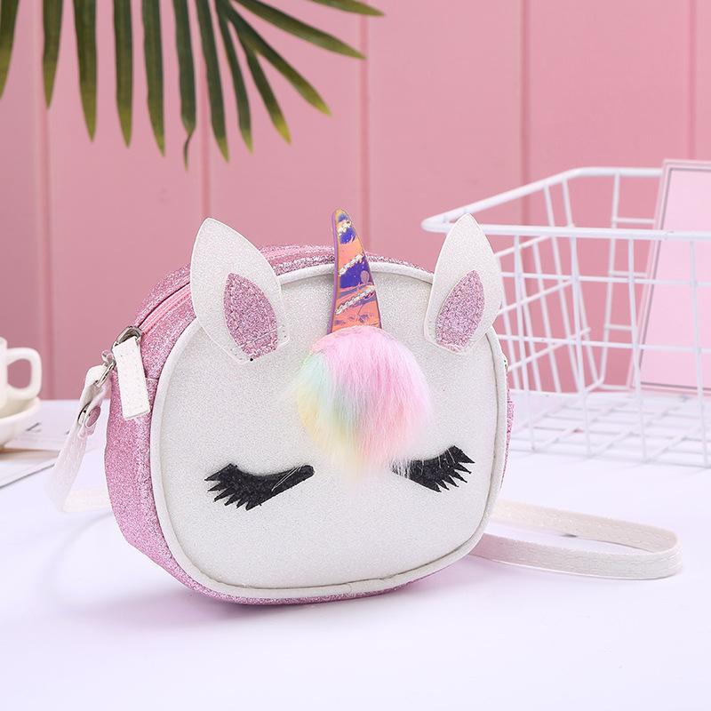 Nuevo Unicorn crossbody un hombro bolsa rosa brillante niños dibujos animados viaje lindo estudiante un hombro bolsa de las mujeres undefined