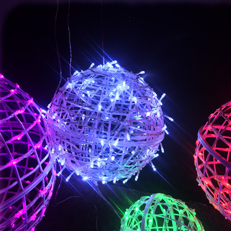 led rattan bulb tree hanging lights, landscape lights, decorative colored lights, Spring Festival and New Year street festival park lighting, round balls Specification image