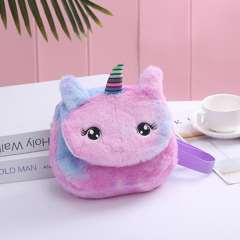 Unicorn plush cartoon children's plush coin purse, princess single-shoulder crossbody bag, little girl bag undefined