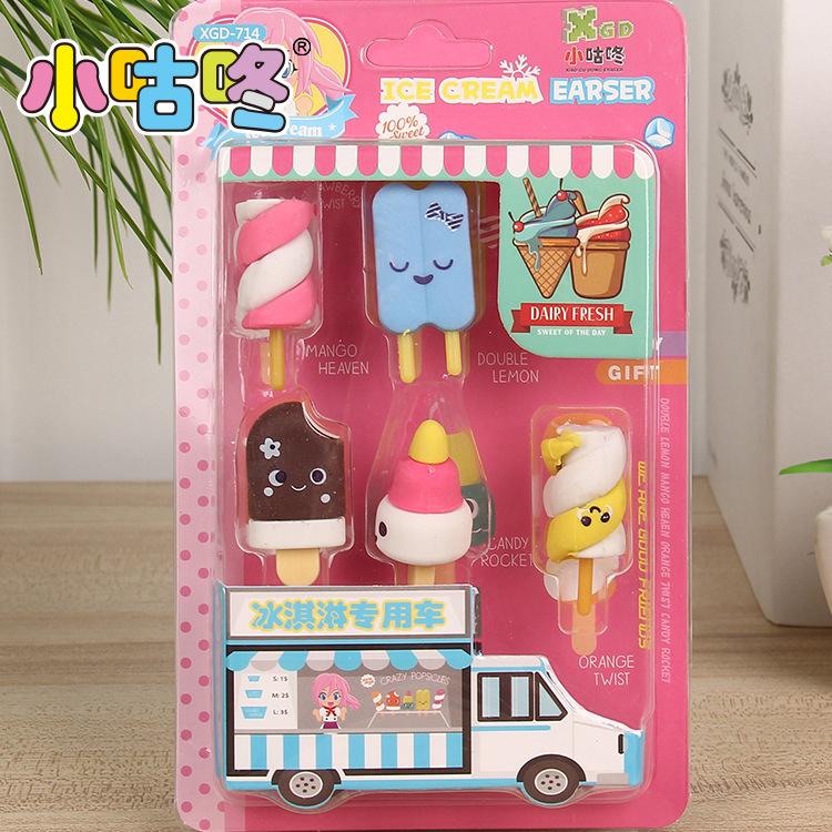 Small codong manufacturers selling Korean version of student learning supplies ice cream truck stationery prizes wholesale ice cream eraser