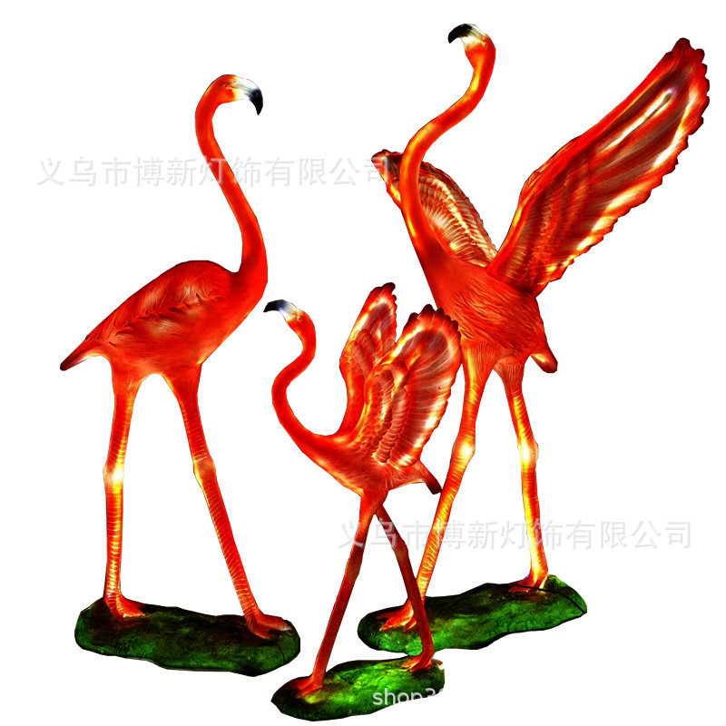 Cross-border supply LED flamingo shaped lamp, outdoor luminous waterproof landscape courtyard simulation animal decorative item Item Picture