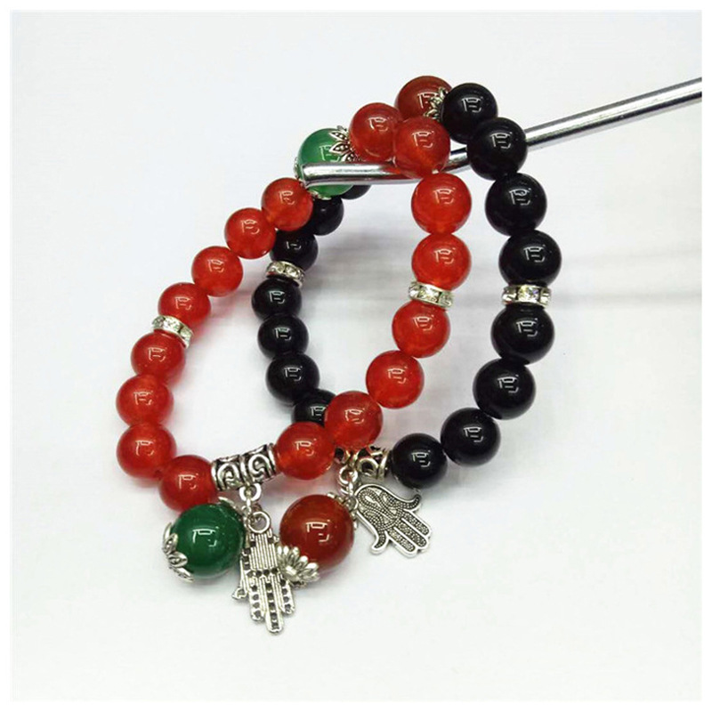 New trendy crystal jewelry: Green Dongling White Porcelain Obsidian combination bracelet, palm fortune bead bracelet wholesale, handcrafted Item Picture