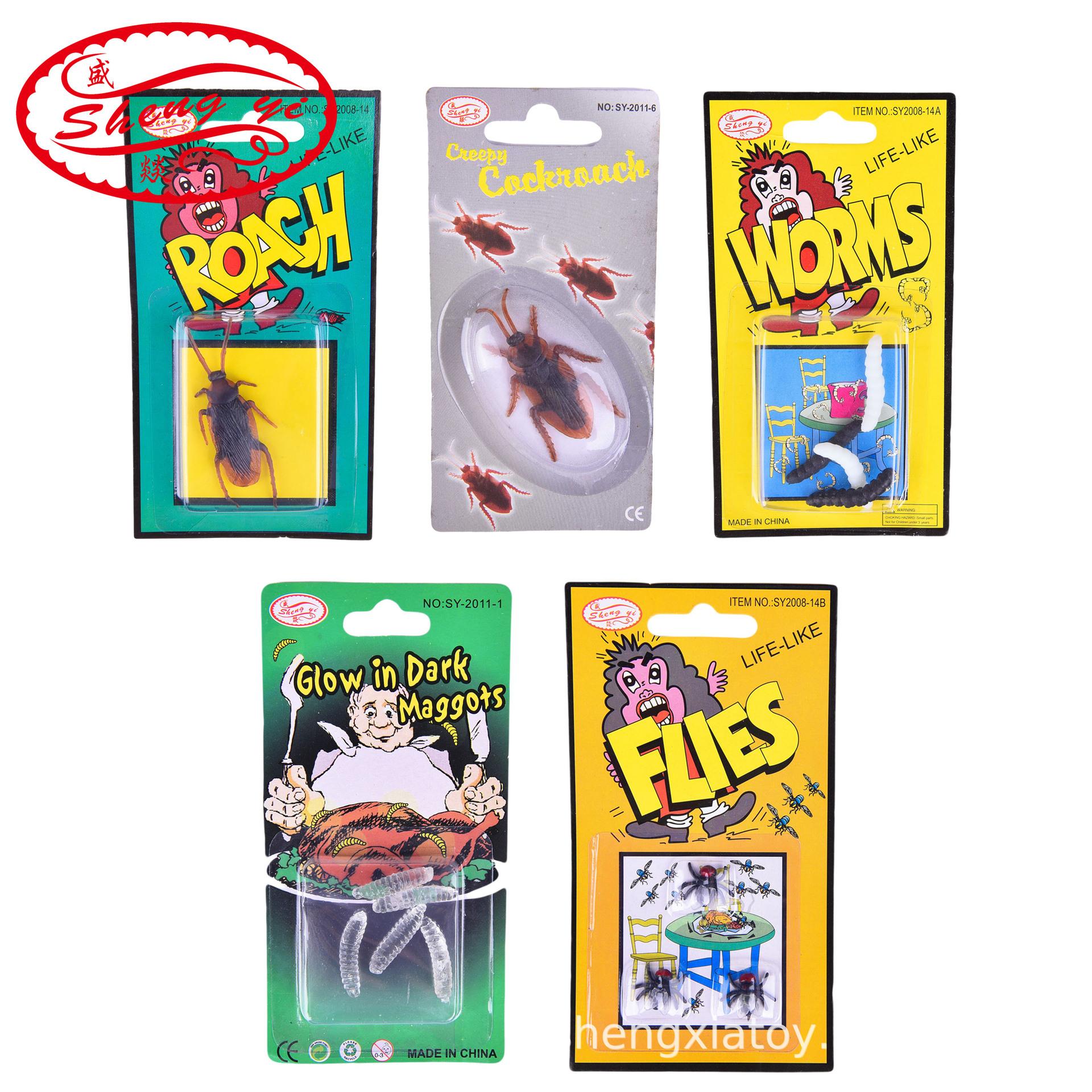 Cross-border prank and prank simulation insect toys, novel and unique prank night light maggot cockroach toys