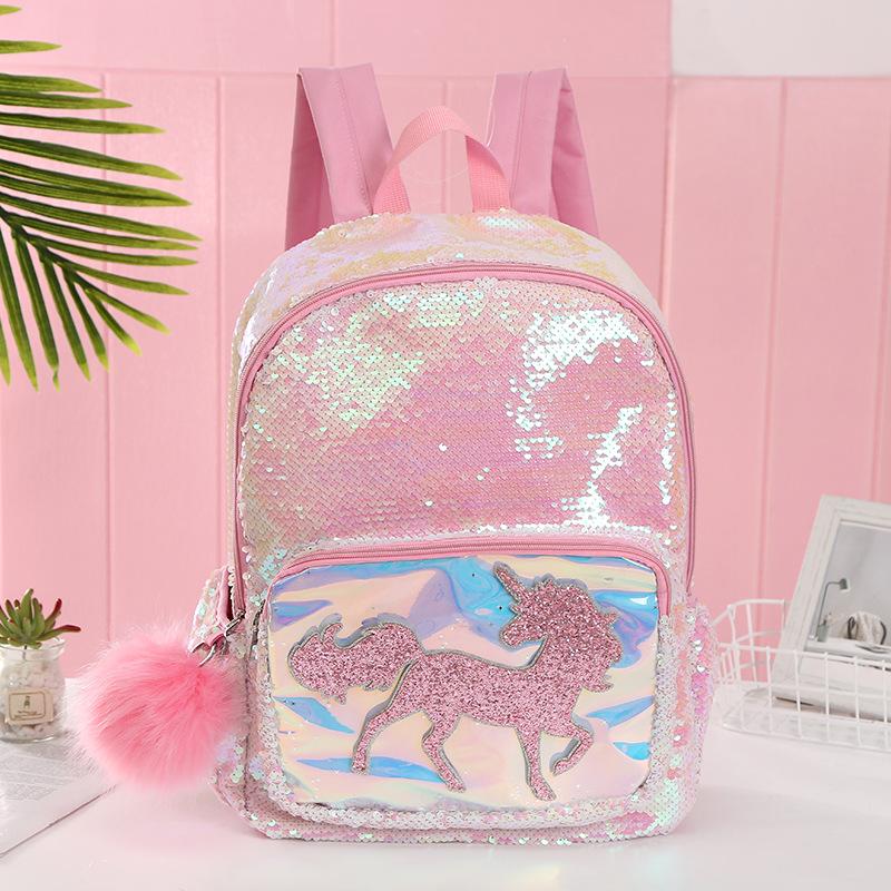 Unicornio Unicorn mochila sirena fantasma color lentejuelas fantasía lienzo rosa brillante estudiante hombre y mujer mochila undefined