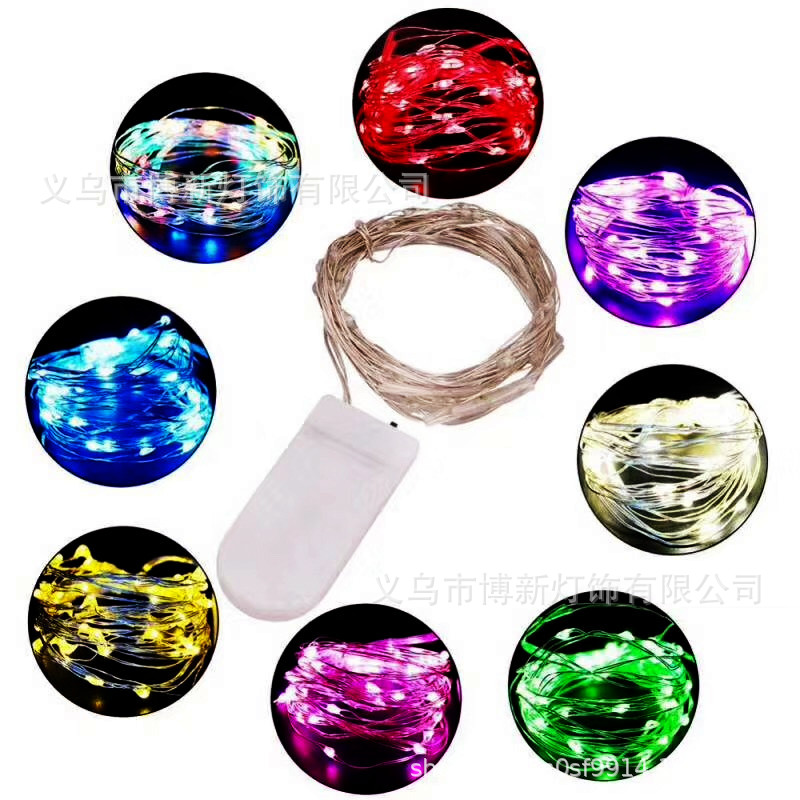 LED light string copper wire light wholesale room decoration string light button battery waterproof creative light string color light