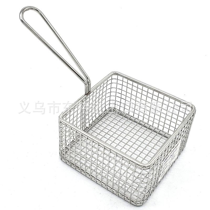 Factory direct sales of stainless steel frying baskets and sieves, French fries frying baskets, deep-frying baskets, filters and sieves, snack and pastry baskets and frames details Picture