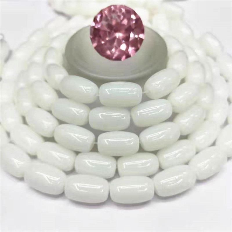 特色水晶珠宝 12*20MM白玉水晶桶珠散珠批发水晶玻璃鼓珠饰品配珠