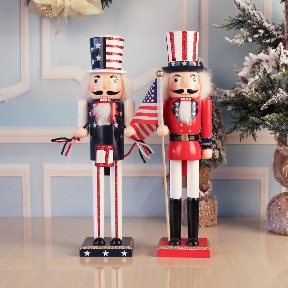 Cross-border manufacturers 38CM American flag bongo drummer nutcracker puppet man little walnut soldier Christmas decoration wholesale