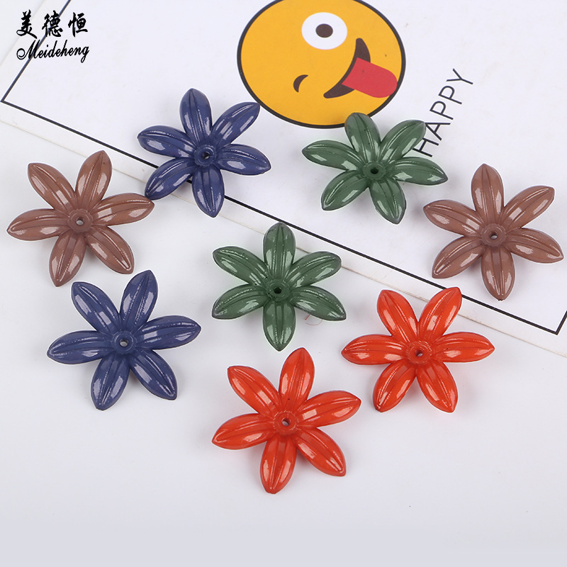 Autumn and winter color mid-hole five-petal spray-painted flower diy factory direct sales hair accessories, hairpins, ancient ornaments, versatile accessories, flower petals wholesale Specification image