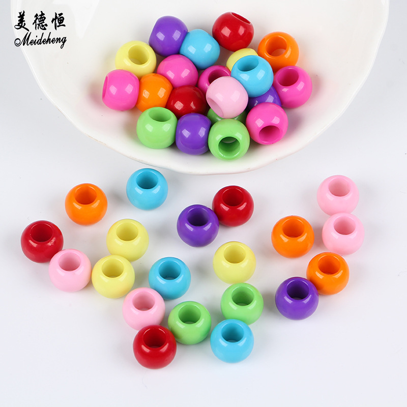 厂家直销亚克力 直孔圆珠 diy儿童发饰大孔圆珠手链发绳百搭配件