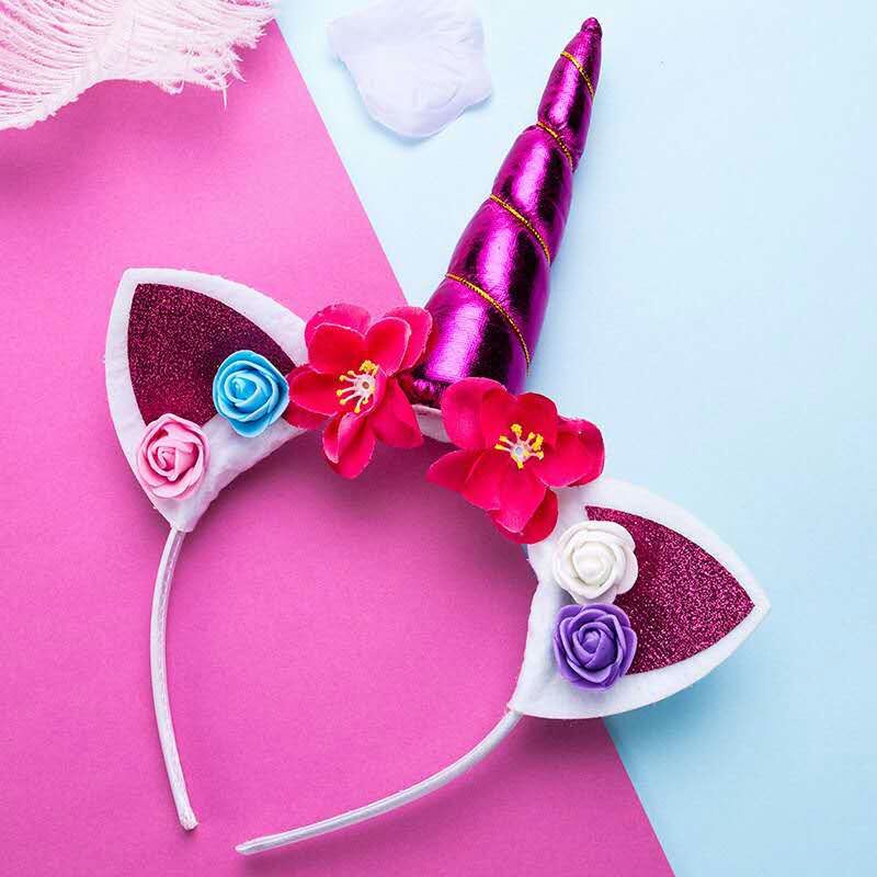 Factory direct supply of cross-border unicorn headbands, children's cartoon headbands, Halloween princess birthday party headwear wholesale undefined