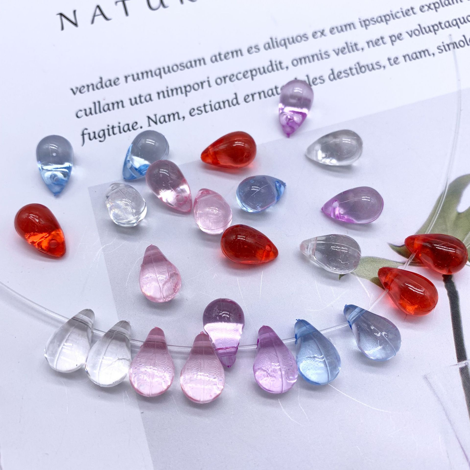 Two diy DIY hair accessories, hairpins and headwear beads with a hanging hole, featuring the same colorful transparent water drop beads as the popular ones details Picture