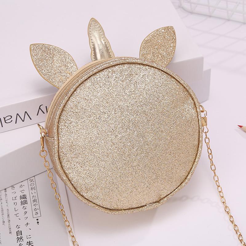 Cadena cross body bolsa redonda unicornio flor un hombro cross body bolsa cremallera cartoon cute Specification image