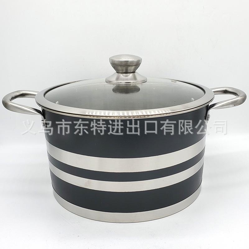 Factory direct sales of stainless steel soup POTS, color frosted right-angle POTS, 28-32 large capacity soup POTS, gift sets of soup POTS